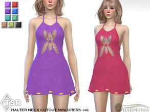 Sims 4 — Halter Neck Cutout Mini Dress by Harmonia — New Mesh All Lods 9 Swatches Please do not use my textures. Please