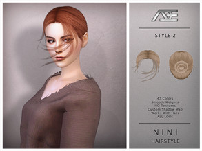 Sims 4 — Ade - Nini Style 2 (Hairstyle) by Ade_Darma — Nini Hairstyle - Style 2 New Hair Mesh 47 Colors HQ Textures No