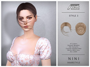 Sims 4 — Ade - Nini Style 3 (Hairstyle) by Ade_Darma — Nini Hairstyle - Style 3 New Hair Mesh 47 Colors HQ Textures No