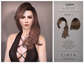 Sims 4 — Ade - Cinta Style 1 (Hairstyle) by Ade_Darma — Cinta Hairstyle - Style 1 New Hair Mesh 47 Colors HQ Textures No