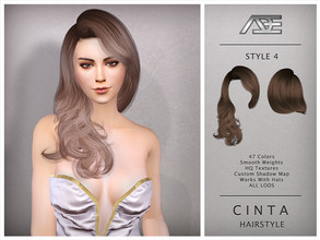 Sims 4 — Ade - Cinta Style 4 (Hairstyle) by Ade_Darma — Cinta Hairstyle - Style 4 New Hair Mesh 47 Colors HQ Textures No