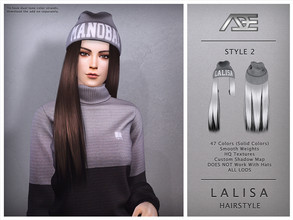 Sims 4 — Lalisa Style 2 (Hairstyle) by Ade_Darma — Lalisa Hairstyle - Style 2 Dual tone strands and Beanie Colors can be