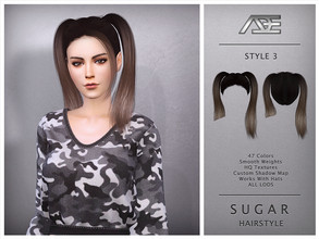 Sims 4 — Ade - Sugar Style 3 (Hairstyle) by Ade_Darma — Sugar Hairstyle - Style 3 Bangs can be downloaded separately,