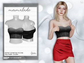 Sims 4 — Leather Corset Top MC348 by mermaladesimtr — New Mesh 3 Swatches All Lods Teen to Elder For Female