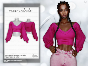 Sims 4 — Long Sleeve Sweater MC350 by mermaladesimtr — New Mesh 10 Swatches All Lods Teen to Elder For Female
