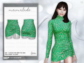 Sims 4 — Set- Ruched Mini Skirt MC353 by mermaladesimtr — New Mesh 6 Swatches All Lods Teen to Elder For Female
