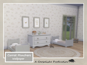 Sims 4 — Carrot Munchers Wallpaper by Garbelishe — Wallpaper with Rabbits; comes in two colours