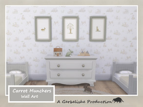 Sims 4 — Carrot Munchers Wall Art by Garbelishe — Wall Art featuring rabbits and a tree.