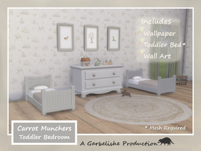 Sims 4 — Carrot Munchers Toddler Bedroom by Garbelishe — Set Includes: Wallpaper, Wall Art and Toddler Bed. Toddler Bed