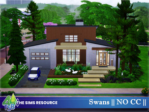 Sims 4 — Swans || NO CC || by Bozena — The house is located in the Llama Lagoon. Newcrest Lot: 40 x 30 Value: $ 135 175