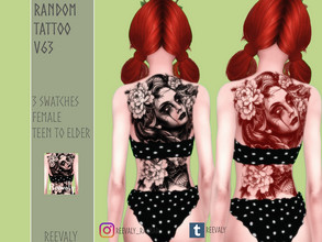 Sims 4 — Random Tattoo V63 by Reevaly — 3 Swatches. Teen to Elder. Female. Base Game compatible. Please do not reupload.