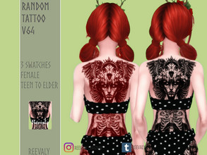 Sims 4 — Random Tattoo V64 by Reevaly — 3 Swatches. Teen to Elder. Female. Base Game compatible. Please do not reupload.