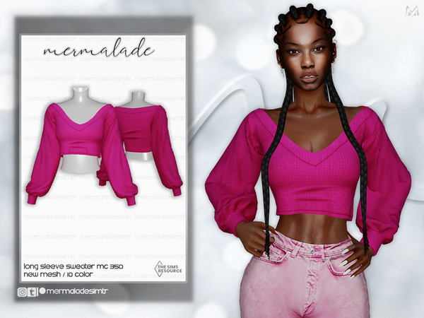Sims 4 — Long Sleeve Sweater MC350 by Mermalade — New Mesh 10 Swatches All Lods Teen to Elder For Female