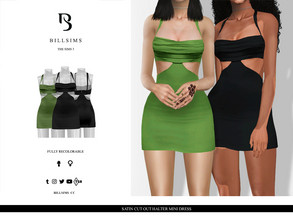 Sims 3 — Satin Cut Out Halter Mini Dress by Bill_Sims — This mini dress features thick halter neck straps and side