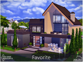 Sims 4 — Favorite (CC only TSR) by nobody13922 — Large modern home with lots of wood and dark colors. Exclusive,