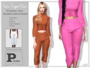 Sims 4 — Cotton Cropped Pants by pizazz — Cotton Cropped Pants for your ladies' sims. Sims 4 games. . Make it your own