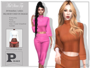 Sims 4 — Mid Sleeve Top by pizazz — Mid Sleeve Top for your female sims. Sims 4 games. Put something stylish on your