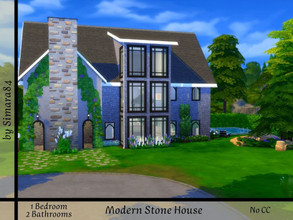 Sims 4 — Modern Stone House by Simara84 — Modern Stone House with 1 Bedroom and 2 Bathrooms