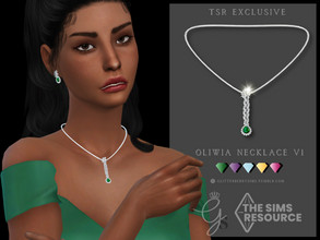 Sims 4 — Oliwia Necklace v1 by Glitterberryfly — A gorgeous diamond necklace with a statement jewel in different colours.