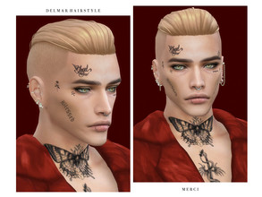 Sims 4 — Delmar Hairstyle by -Merci- — New Maxis Match Hairstyle for Sims4. -24 EA Colours. -For male, teen-elder. -Base