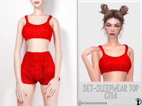 Sims 4 — Set-Sleepwear Top C714 by turksimmer — 10 Swatches Compatible with HQ mod Works with all of skins Custom
