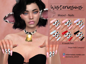 Sims 4 — Mooo! - Nails by WisteriaSims — NEW MESH** *Founds in Finger Nails Category* Includes: - 6 swatches - Base Game
