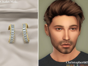 Sims 4 — Chalet Earrings Male by christopher0672 — This is a gorgeous set of small colorful emerald cut diamond-studded