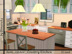 Sims 4 — Country Kitchen by Simara84 — A small white kitchen in country style. Wallsize: short Value: 14.319 