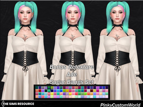 Sims 4 — Bonus Retexture of Sugar bangs by Ade (Set) by PinkyCustomWorld — Curtain bangs (both sides, left, righ) for