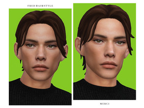 Sims 4 — Fred Hairstyle by -Merci- — New Maxis Match Hairstyle for Sims4. -24 EA Colours. -For male, teen-elder. -Base