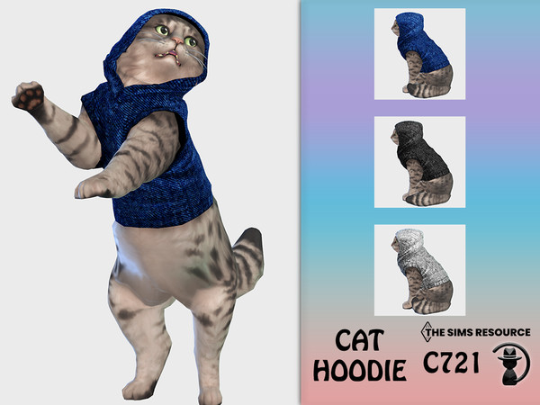 Sims 4 — Cat Hoodie C721 by Daph's — 3 Swatches Compatible with HQ mod Works with all of skins Custom Thumbnail All Lods