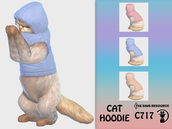 Sims 4 — Cat Hoodie C717 by Daph's — 3 Swatches Compatible with HQ mod Works with all of skins Custom Thumbnail All Lods