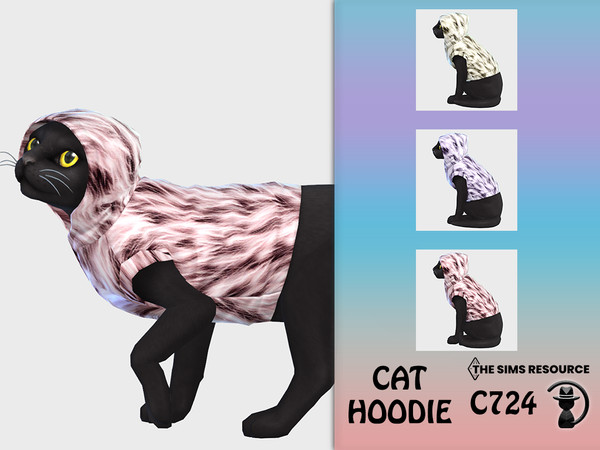 Sims 4 — Cat Hoodie C724 by Daph's — 3 Swatches Compatible with HQ mod Works with all of skins Custom Thumbnail All Lods