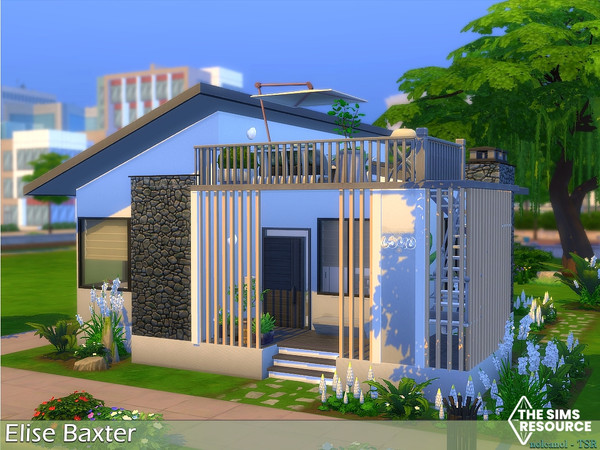 Sims 4 — Elise Baxter / No CC by nolcanol — Elise Baxter is a modern small house with a roof terrace. The house has two