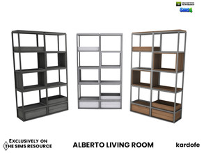 Sims 4 — kardofe_Alberto living room_Bookshelf by kardofe — Metal and wood bookcase, in three colour options