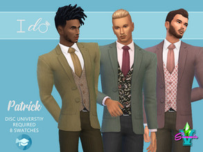 Sims 4 — I Do Patrick 3pc Suit by SimmieV — It's all about the vest for Patrick. Available with 3 different patterns in