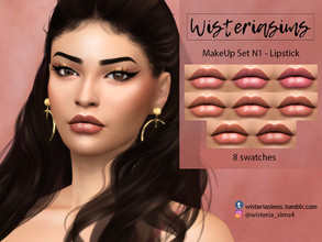 Sims 4 — MakeUp Set N1 - Lipstick by WisteriaSims — - 8 swatches - Base Game Compatible - Compatible with the color