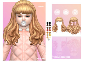 Sims 4 — Amelie Hair Toddler by MSQSIMS — This Maxis Match long hair with a bow is suitable for female sims only.The bow