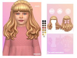 Sims 4 — Amelie Hair Children by MSQSIMS — This Maxis Match long hair with a bow is suitable for female sims only.The bow