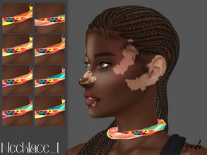 Sims 4 — Necklace_1 by LVNDRCC — Colourful fabric necklace inspired by Dutch wax prints, in intensive shades of yellow,