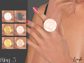 Sims 4 — Ring_3 by LVNDRCC — Round, statement ring made from shiny silver, black zirconium, yellow and pink gold, with
