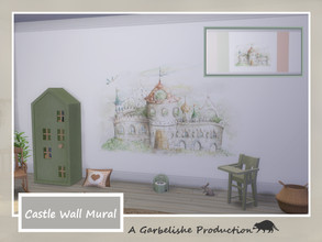 Sims 4 — Castle Wall Mural by Garbelishe — A wall Mural featuring a Castle. Additional 4 paint swatches.