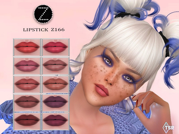 Sims 4 — LIPSTICK Z166 by ZENX — -Base Game -All Age -For Female -10 colors -Works with all of skins -Compatible with HQ