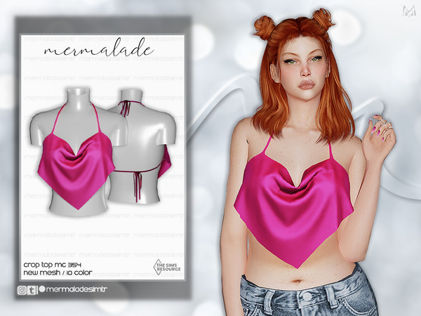 Sims 4 — Crop Top MC354 by Mermalade — New Mesh 10 Swatches All Lods Teen to Elder For Female