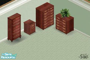 Sims 1 — Georgian Bedroom Furniture by CactusWren — Includes: Endtable, Dressers(3)