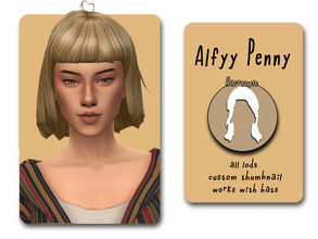 Sims 4 — Alfyy Penny Hairstyle by Alfyy — Penny Hairstyle You can support me on patreon (alfyy) All LODs Custom CAS