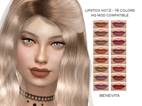 Sims 4 — Lipstick No12 [HQ] by Benevita — Lipstick No12 HQ Mod Compatible 16 Colors I hope you like!