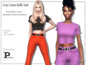 Sims 4 — Cozy Cotton Ruffle Tank by pizazz — Cozy Cotton Ruffle Tank Top for your female sims. Sims 4 games. Put