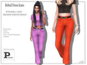 Sims 4 — Belted Dress Jeans by pizazz — Belted Dress Jeans for your ladies' sims. Sims 4 games. . Make it your own style!