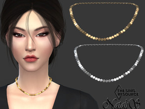 Sims 4 — Metal sequin short necklace by Natalis — Metal sequin short necklace. 3 metal colors. Female teen-elder. HQ mod